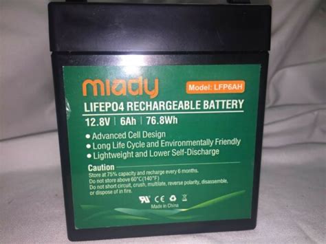 2000 Cycles 12v 6ah Miady Lithium Iron Phosphate Battery Rechargeable
