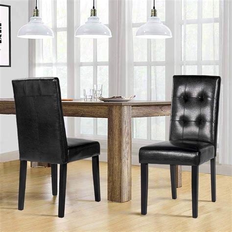 Master bedroom sets wood upholstered dining chair. Merax Black PU Dining Chair Leisure Chair with Solid Wood ...