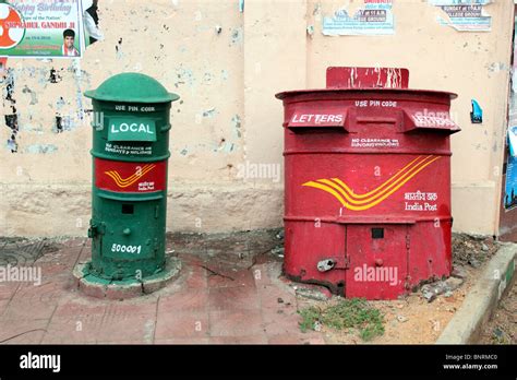 Two Mail Or Post Boxes On A Street In Hyderabad India Local Post Box