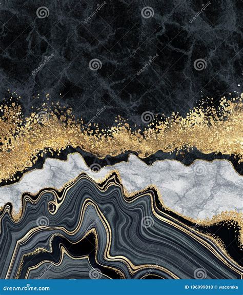Abstract Background White Marble Black Agate With Golden Veins Fake