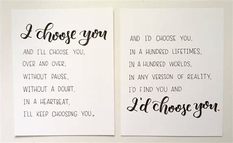 Id Choose You I Choose You Wedding Love Quotes Etsy Canada