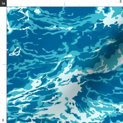 Ocean Waves Fabric Ocean Waves By Nethery Ocean Blue Etsy
