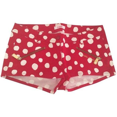 Pre Owned Denim Red Polka Dotted Shorts Liked On Polyvore