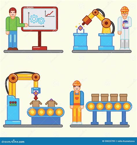 Flat Illustrations Info Graphic Factory Production Process Of