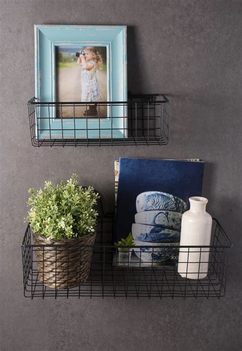 Dii Wire Wall Basketset Of 2 Black Dii Home Store Wire Basket Decor