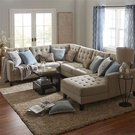 Build Your Own Nyle Sectional Stone Transitional Living Room Design