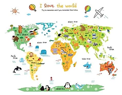 Sticker Carte du Monde Dessin Animé | MondeAndCo
