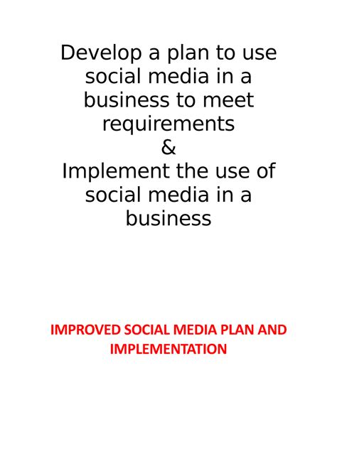 Unit 3 Social Media In Business Assignment B Develop A Plan To Use