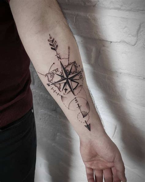Compass Tattoo Forearm Compas Tattoo Feather Tattoo Wrist Compass