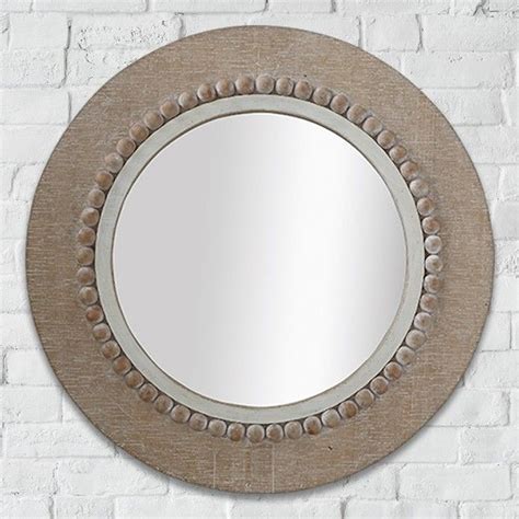 Round Wood Framed Accent Mirror Accent Mirrors Beaded Mirror Mirror