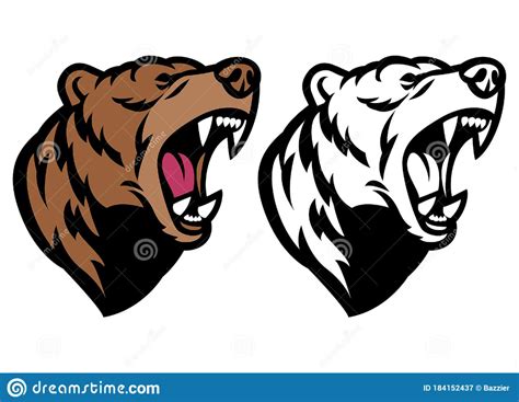 Roaring Angry Grizzly Bear Mascot Head Stock Vector Illustration Of