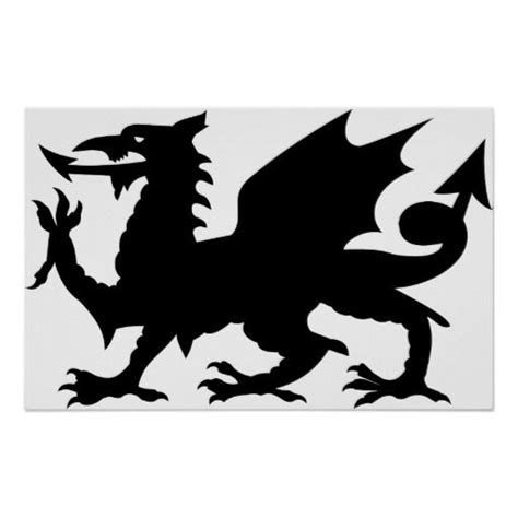 Dragon Heraldry Poster Zazzle Dragon Silhouette Welsh Dragon