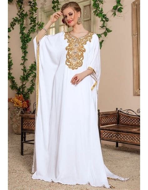 White Moroccan Kaftan Pakistani Formal Dresses Indian Dresses Indian Outfits Moroccan Kaftan