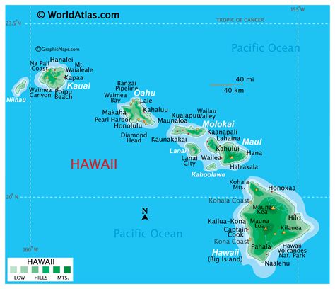 Map of Hawaii Large Color Map