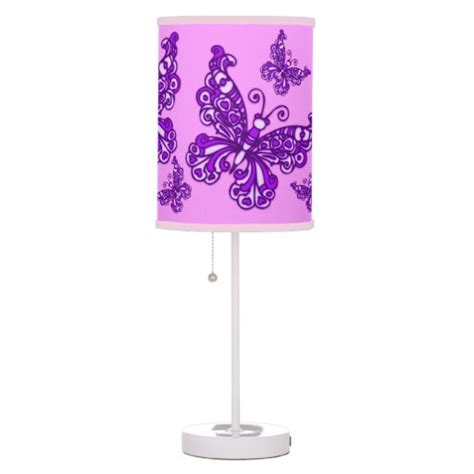 Butterfly Purple Girls Room Patterned Graphic Lamp Zazzle