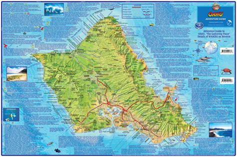 Oahu Adventure Guide Map Laminated Poster Franko Maps