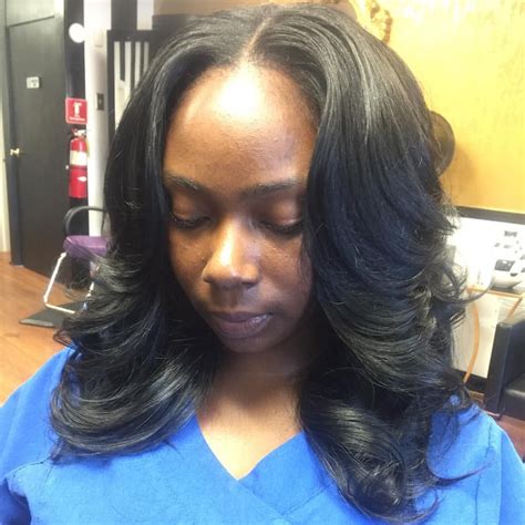 Middle Part Sewin Sew In Hairstyles Middle Part