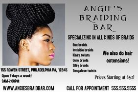 Rather than going from the front to the back, side braids swerve towards the direction of your ears, introducing a twist. 59 HQ Photos Hair Braiding Flyers : African Hair Braiding ...