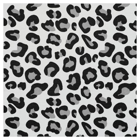 Leopard Print In Black And White With Gray Grey Fabric Leopard