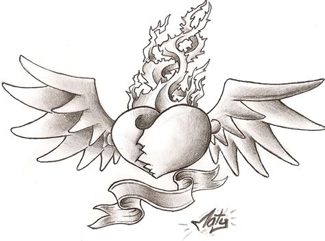 Dibujos A Lapiz De Corazones Chidos Con Alas Heart With Wings Tattoo