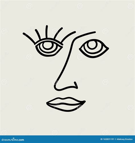Sketch Of Abstract Human Face Portrait Drawn By Hand Vector