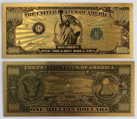 1 million dollar bill 24k gold 3d overlay banknote with coa ebay