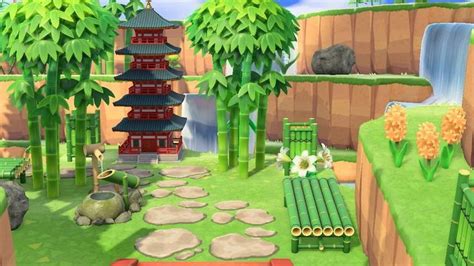 With the help of these materials, you can create your own little zen garden. Pagoda in bamboo park - in 2020 | Animal crossing ...