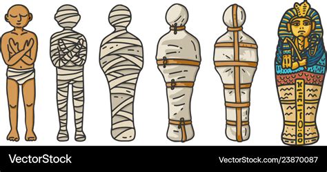 A Six Step Process Showing Mummy Creation Vector Image