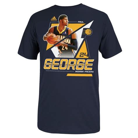 Adidas Paul George Indiana Pacers Nickname Stars T Shirt Navy Blue