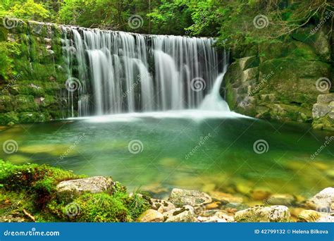 Waterfalls Lake Emerald Forest Landscape Stock Photo Image Of