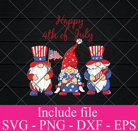 Happy 4th Of July Gnomes Svg Png Eps Dxf Cricut File Silhouette Art