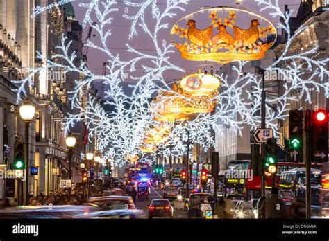 Regent Street During Christmas Season London United Kingdom Stock