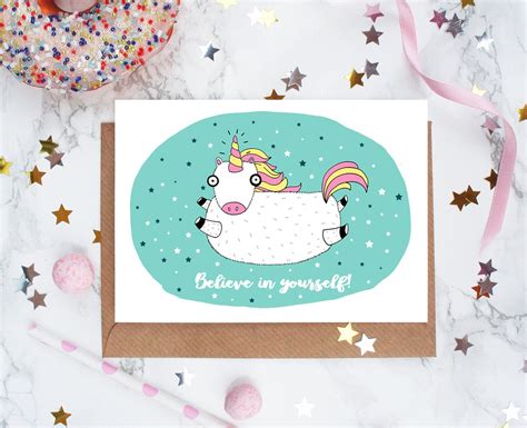 Unicorn Greeting Card Cute Card Encouragement Well Done Etsy