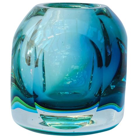 Stunning Mid Century Italian Faceted Murano Glass Vase By Flavio Poli For Seguso Glass Vase