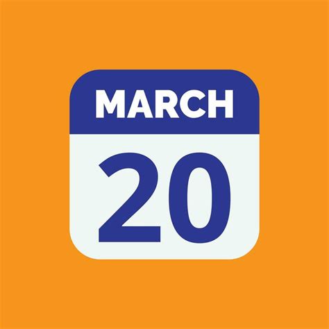 March 20 Calendar Date 23392822 Vector Art At Vecteezy