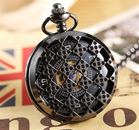 Unique Regular Hollow Case Mechanical Pocket Watch With Chain Vintage