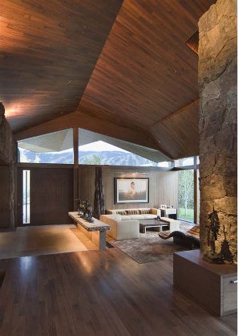 Contemporary Mountain Cabin Design Stone And Glass Architecture Home