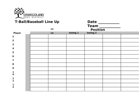 Free Printable Blank Baseball Lineup Templates PDF Online