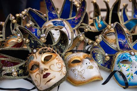 Typical Venetian Carnival Masks Vintage Halloween Party Venice