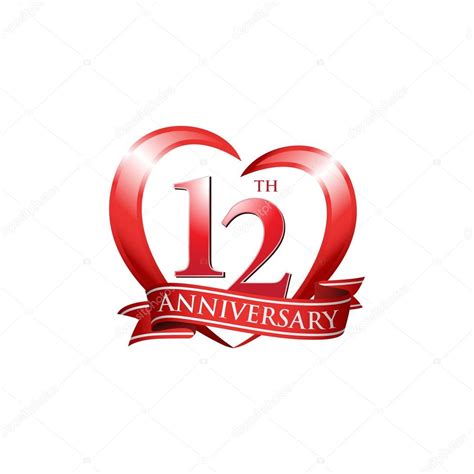 May 25 5th anniversary livestream. 12th anniversary logo red heart — Stock Vector © ariefpro ...