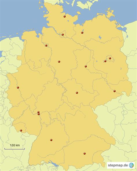 Stepmap Bundesl Nder Und Hauptst Dte Ohne Beschriftung Landkarte