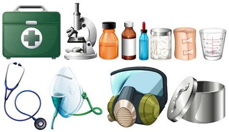 Premium Vector Different Medical Equipments On White Background