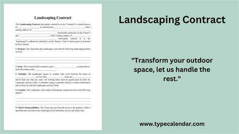 Free Printable Landscaping Contract Templates Pdf Word Excel