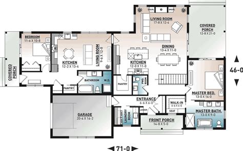 Ranch Style House Plan With In Law Suite Attached Coolhouseplans Blog