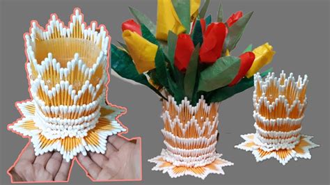 Kerajinan Tiga Dimensi Ide Vas Bunga Dari Cotton Bud Diy Flowers Vase