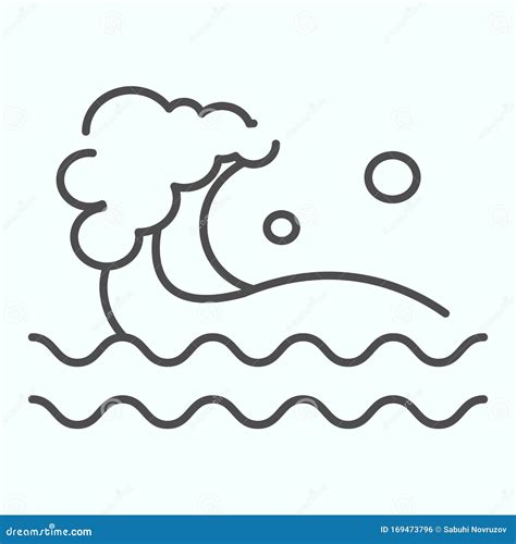 Wave Thin Line Icon Water Waves Splash Illustration Isolated On White