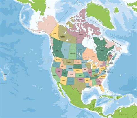 North America Map With Usa And Canada Stock Vector Illustration Of