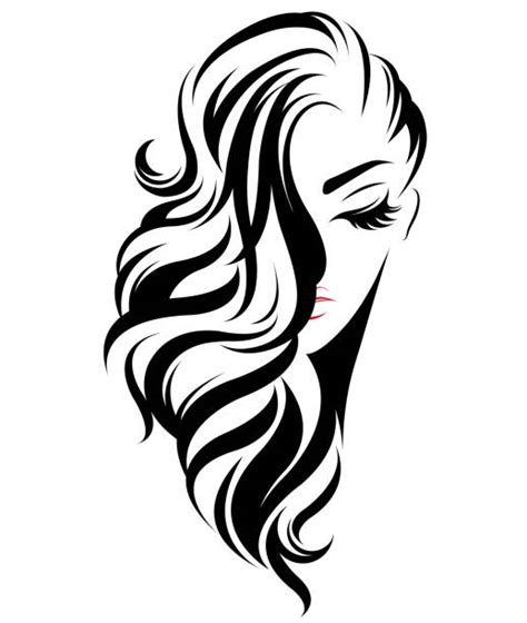 Long Hair Clip Art Black And White