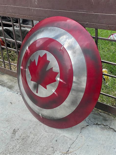 Damage Captain Canada Shield Metal Shield Replica For Cosplay Etsy