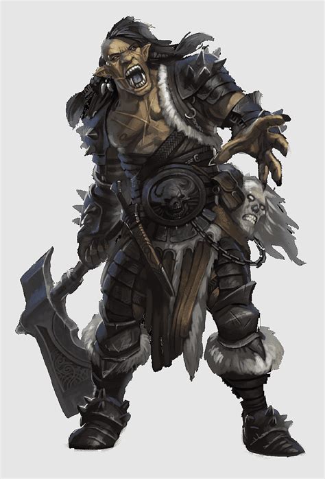 Half Orc Halforc Bard D20 System Barbarian Battle Axe Orc